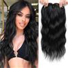 PORSMEER Fermacapelli con pizzo per donne, 50 cm, arricciacapelli ondulato, accessorio per capelli per capelli diradati, parrucche con clip in capelli (nero)