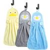 Litinliv Asciugamani Viso-mani 3pz, Asciugamano per Animali Carino, Asciugamano per Bambini, Asciugamani Assorbenti ad Asciugatura, Children's Hand Towel, Hand Towel Bagno+ 3xGancio Adesivo Da Parete