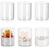 Glasseam Hurricane Glass Candle Holder Set 6, Cilindro Portacandele Galleggiante per Candele Pillar, Pillar Candle Holder Piccoli Vasi per Fiori, Trasparente Candele per Tavolo Matrimonio Centrepiece