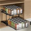 ZDDLOINP Portaspezie Estraibile Per Armadio, 2 Livelli Regolabile in Altezza, Organizer Spezie Cucina, Organizer Sottolavello, Porta Spezie Salva Spazio P26.4*L23.8*A23CM