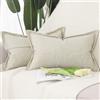 Madizz 2 Pezzi Poliestere Lino Copricuscini con bordo largo Morbido Decorativo Fodere per Cuscino Lusso Stile per Divano Camera da Letto 30x50 cm Taupe chiaro