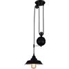 Ganeed Lampada a sospensione a puleggia, illuminazione a puleggia industriale regolabile, lampada a sospensione rustica per sala da pranzo in fattoria, corridoio a isola della cucina, presa E27