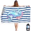 Anhow Telo Mare Microfibra, Telo Mare Grande ad Asciugatura Rapida Microfibra Spiaggia Personalizzato Asciugamano Mare Assorbente Uomo Donna - 90×180 cm - Strisce Blu