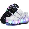 HUSKSWARE Scarpe Ragazza da Ragazzo con Ruote, 2 in 1 per Bambini, con rotelle, per Skateboard, Sneakers, Bianco Viola, 34 EU