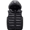Ommda Giacca a Gilet con Cappuccio Leggero e Caldo Invernale per Ragazzi e Ragazze, Giacca Senza Maniche Imbottita Gilet trapuntato, Nero, 13-15 anni