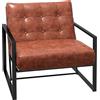 HOMCOM Poltrona Chesterfield Lounge Seduta relax Schienale imbottito Struttura in metallo Nero Rivestimento sintetico Rosso ruggine