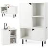 HOMASIS Libreria Scaffale Bianco, Armadio Componibile in Legno, Mobiletto Salvaspazio con 2 Armadietti e 3 Cubi, Libreria Portaoggetti per Soggiorno, Ingresso, Studio, 60 x 30 x 96,5 cm