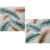 DRW Set di 2 quadri tela rettangolari con foglie beige e blu, 60 x 3 x 60 cm