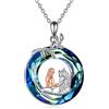 YAFEINI Collana con Cavallo Ciondolo per Ragazze in Argento Sterling 925 Regalo di Gioielli per Donne Amiche con Cristallo Blu