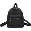 QQYG Zaino in pelle da donna, zaino da scuola, borsa a tracolla, borsa da viaggio, nero