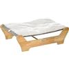 PawHut Cuccia per Gatti da Interno con Cuscino in Peluche Rimovibile e Telaio in Legno, 68x43x20cm, Bianco e Grigio