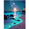 SHEGZHUC Quadro con strass 40 x 50 cm, con brillantini, blu, paesaggio luna, spiaggia, ricamo a punto croce, pittura a diamante, immagini regalo