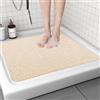 Ruikcoll Tappetino doccia antiscivolo, beige, 60 x 60 cm, tappetino da bagno di sicurezza morbido e confortevole con fori di drenaggio, tappetini doccia massaggianti in luffa in PVC per zone umide