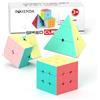 ROXENDA Speed Cube Set, [3 Pezzi] Cube Set con Cubo Magico di 2x2 3x3 Piramide, Durevole e Colori Vividi - Tornitura Facile e Giocare Liscio (Macaron)