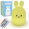 BONNYCO Luce Notturna Bambini con Telecomando e Sensore Tattile 16 Colori. Lampada Notturna per Bambini con Timer, Lucina Notte Bimbi Silicone BPA Free. Coniglio Lampada, Camaretta per Bambina