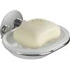 Wenko 18776100 Turbo-Loc Portasapone, Fissaggio Senza Trapano, Acciaio, Polipropilene, 11 x 6 x 13 cm, Cromo/Bianco