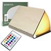 BONNYCO Lampada Libro Led Pieghevole in Legno con Telecomando 16 Colori e Timer. Lampada Libro Decorazioni Casa, Camera da Letto e Ufficio. Idea Regalo Originale, Donna, Uomo per Compleanno Natale
