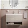 Parama Mobile sospeso 80 cm rovere grigio con due ante, vano a giorno e lavabo | Sauris