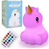 BONNYCO Luce Notturna Bambini con Telecomando e Sensore Tattile 16 Colori. Lampada Notturna per Bambini con Timer, Lucina Notte Bimbi Silicone BPA Free. Unicorno Lampada Camaretta per Bambina