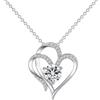 QUADRI - Collana Donna Pendente Cuore con Zirconi- Idee Regalo Donna San Valentino - 45 cm e 5 cm Estensione - Colore Argento - Gioielli Donna Made in Italy