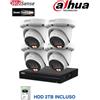Dahua KIT VIDEOSORVEGLIANZA IP AI Full Color - 4 Telecamere Eyeball IP 4MP + NVR 8 Canali PoE + Hard Disk 2TB