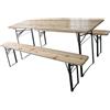 Domus Set Birreria Tavolo + 2 Panche in Legno e Acciaio