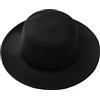 Bamboopack Nero Elegante Miscela Fedora Hat Brim Flat Chiesa Derby Cap per Performance Party Show Cosplay Matrimonio Vita quotidiana