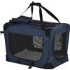 AllMyPets Trasportino per Cani e Gatti con Cuscino e Sacche Portaoggetti in Tessuto Oxford Blu e Metallo 70x51x50 cm