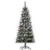 DecHome Albero di Natale Innevato h. 150 cm con Pigne Bianche Base Rimovibile Pieghevole Bianco/Verde