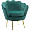 DecHome Poltrona Vintage Retrò in Tessuto Velluto con Braccioli 76x67x74 cm colore Verde chiaro - 012GN/839