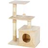 AllMyPets Tiragraffi per Gatti con Cuccia per Gatti Pallina corda in sisal peluche in legno beige - D30D85CG