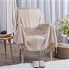 ele ELEOPTION Coperta da Tiro in Ciniglia, Nappe Jacquard Coperta da Tiro Coprisedile per Divano Decorativo Divano da Letto Sedia Morbida, Motivo Tribale Popolare (150 x 190 CM, Beige)