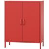 Jan Nowak Credenza Soggiorno in Metallo - VITO | 2 Ripiani Regolabili, Chiusura Magnetica Silenziosa | Mobile Salotto Industriali Moderno, Buffet Scintillante 2 Ante | 80 x 101,5 x 40 cm | Rosso