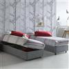 Talamo Italia Letto Singolo Melissa, Letto Contenitore con Rivestimento in Tessuto, 100% Made in Italy, Apertura Laterale, Adatto per Materasso Cm 80x190, Grigio