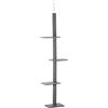 PawHut Albero Tiragraffi per Gatti a 4 Livelli con Altezza Regolabile, Grigio, 43x27x228-260cm