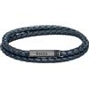 BOSS Jewelry Braccialetto in pelle da uomo Collezione ARES, Blu (Navy), Medium