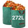 Velway 272 L x 2 Sacchi per Rifiuti da Giardino Riutilizzabili con Maniglie | Sacchi da Giardino Riutilizzabili in Tessuto Industriale per Foglie Rifiuti e Detriti Robusti e Antistrappo Verde