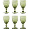 GMMH Set di 6 Bicchieri da Vino Colorati Vintage Con Motivo a Diamante - Long Drink, Cocktail Con Goffratura - Calici in Vetro per Vino e Acqua