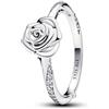 PANDORA Anello Moments con rosa, in argento Sterling con zirconia cubica trasparente, 52