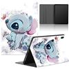 nurkorki Tablet Cover per Samsung Galaxy Tab S7 FE 12,4 SM-T970/T975/Tab S8+ 2022 SM-X800/X806/Tab S7 Plus, Custodia con Kawaii Stitch Modello Holder Flip Case in pelle PU con Supporto Tablet Backcover, 09