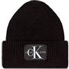 Calvin Klein Jeans Berretto Donna Monologo Patch Beanie, Nero (Black), Onesize