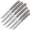 Nirosta Set da 6 Coltelli Lama Seghettata da tavola con Punta Fine, Antiruggine, Set da 6pz, Colore Tortora o Nero, lunghezza lama 10,5 cm Per Carne e Pizza