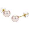 Michooyel Orecchini rotondi di perle Akoya giapponesi da donna, orecchini a bottone in oro 18 carati con autentiche perle coltivate, Pearl Earrings 4,5 mm - 8,5 mm