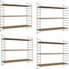 [en.casa] Set di 4 Scaffali da Parete Scaffali Pensili a 3 Ripiani Regolabili in Altezza Mensole da Muro in Acciaio 50 x 60 x 15 cm - Marrone chiaro, opaco
