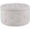 KONTE.DESIGN Pouf contenitore porta scarpe ERNESTINE in tessuto grigio chiaro
