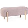 KONTE.DESIGN Panca DAYLA in tessuto effetto bouclé rosa antico e gambe in legno rubber wood