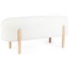 KONTE.DESIGN Panca DAYLA in tessuto effetto bouclé bianco e gambe in legno rubber wood