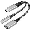 LANAFAY 2 in 1 Adattatore USB C a Jack da 3.5mm per Cuffie, Tipo C a Jack da 3,5 mm e ricarica per cuffie Supporta PD 60W Ricarica Rapida, Compatibile con Samsung Galaxy A53/iPhone 15/Pro/Max/Huawei