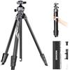 NEEWER LITETRIP LT07 Treppiede da Viaggio in Alluminio 61 per Fotocamera | Testa a Sfera Pan/Tilt Bassa, Piastra QR Arca Compatibile con PD, Doppio Asse Centrale, Supporto Telefono, Carico Max 10 kg
