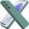 HHUIWIND Cover Compatibile con Samsung Galaxy A55 5G (6.6) e Vetro Temperato,Custodia Samsung Galaxy A55 5G Morbido Silicone Liquida TPU Protettivo Ultra Slim Case - Verde scuro